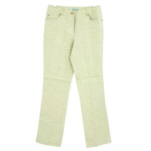 J McLaughlin Women's 100% Linen Pale Green Pants Size 6 Straight Leg Mid Rise